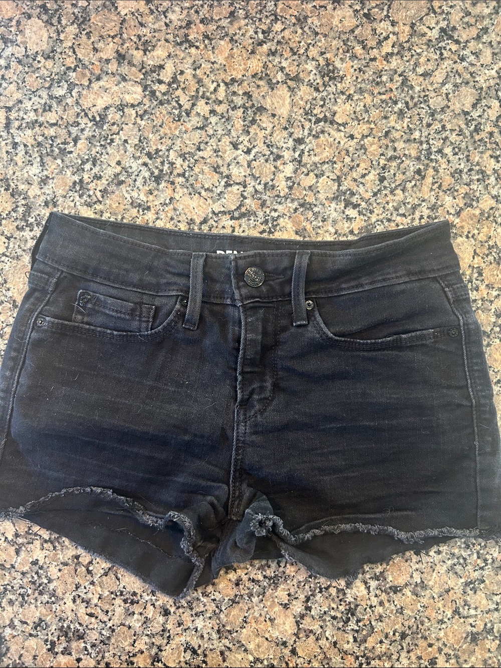 Levi's Black Denim Frayed Cutoff Shorts